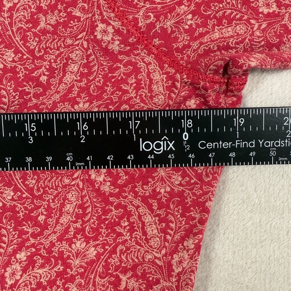 Ralph Lauren Top Womens Medium Red Paisley 3/4 Sleeve Ruffle Lace Up Southwest - Picture 11 of 15